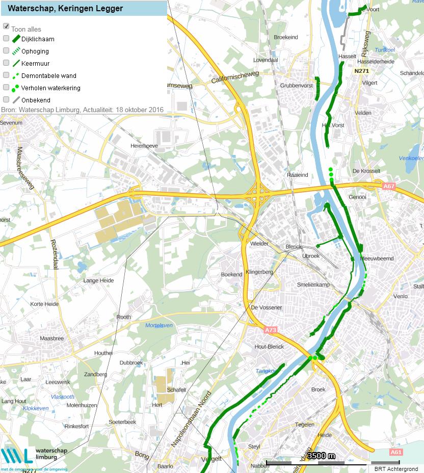 1 BESTAANDE DIJK, OPGAVE EN DOEL VAN DEZE EFFECTNOTA 1.1 Gebiedsbeschrijving op hoofdlijnen Het dijktraject Steyl-Maashoek betreft het gebied rondom de straat Maashoek in Steyl (gemeente Venlo).