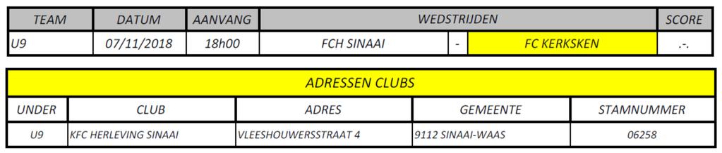 WEDSTRIJD JEUGDCUP HET NIEUWSBLAD VOOR U9: WOENSDAG 7 NOVEMBER: