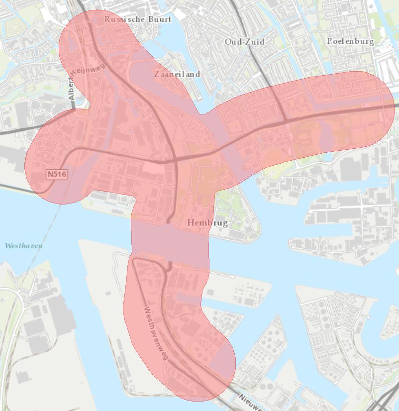 Figuur 7: Ligging gebied voor inventarisatie bevolking Huidige en autonome situatie In onderstaande figuur is de informatie uit de BAG populatieservice weergegeven tot op een afstand van 355 meter