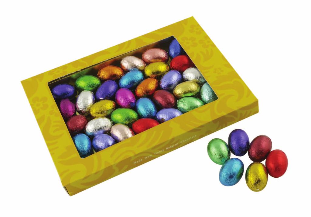 De verschillende kleuren wikkels verbergen verschillende smaken. Wilt u de eitjes in speciale kleuren?
