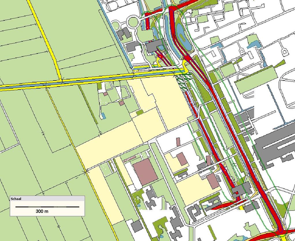 Figuur B 2-2 Plaatsgebonden risicocontouren toekomstige situatie van de