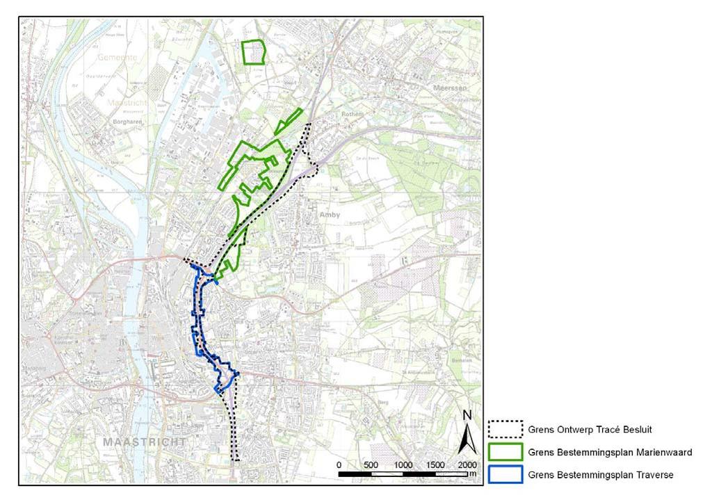 Figuur 1: ligging plangebieden A2 Passage Maastricht. Een belangrijke ontwikkeling van het integrale plan A2 Passage Maastricht is de ondertunneling van de huidige N2.