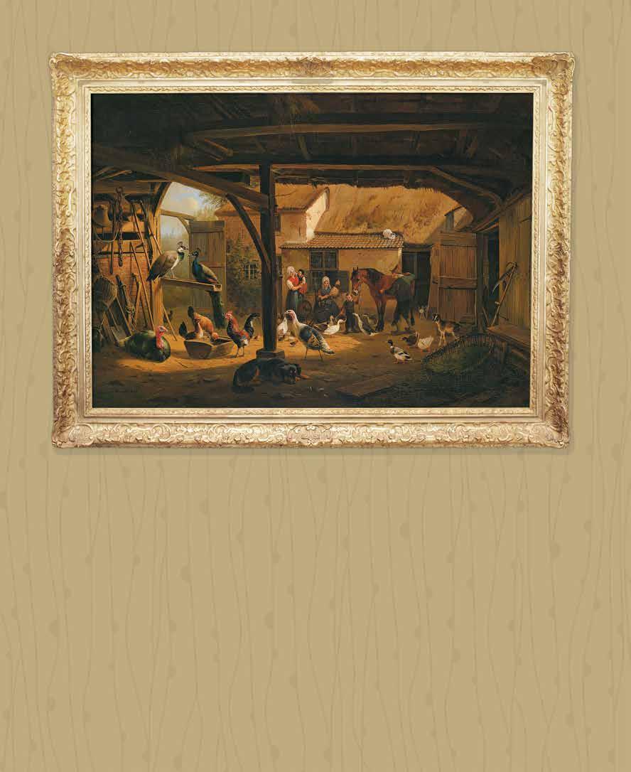 Eene binneplaats van eene boerderij te Berlicum, Henriëtte Ronner-Kinip, 1846, Olieverf op doek, 78 x 113 cm, Collectie Het Noordbrabants Museum. Het is een romantisch tafereeltje.