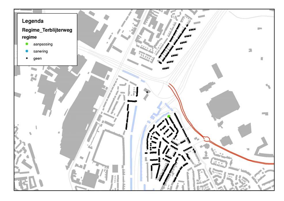 Figuur 5-15: Ligging van de woningen Maatregelen ten behoeve van aanpassing Uit de doelmatigheidsafweging volgt dat ten gevolge van aanpassing er geen maatregelen doelmatig zijn of kunnen worden