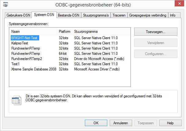 Standaard wordt BRIGHT-Net op 64bit uitgevoerd indien de machine ook 64bit is.