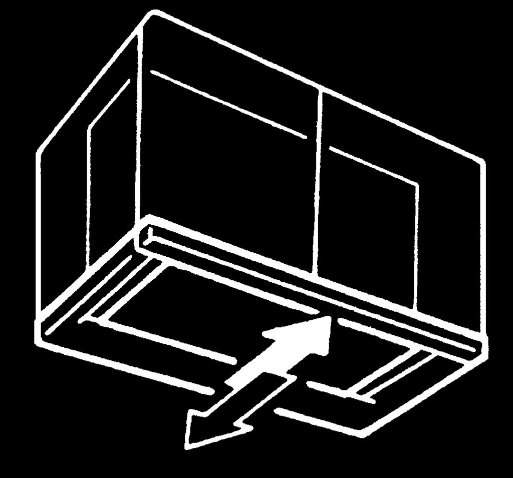 Verwijder de vetfilters één voor één door de haken los te maken. Sluit opnieuw de zuiggroep. Plaats de wasemkap totdat de zijsteunen met klikbevestiging vastgehaakt zijn. (fig.