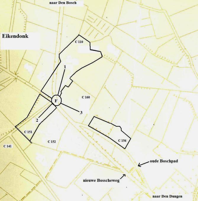 Toen het bezit in 1436 werd verdeeld over de erfgenamen van Henrik van Oudenhoven zoon van Jan Lierinc van Straten waren er behalve het huis een weikamp (waarschijnlijk was dit C160), een hooibeemd,