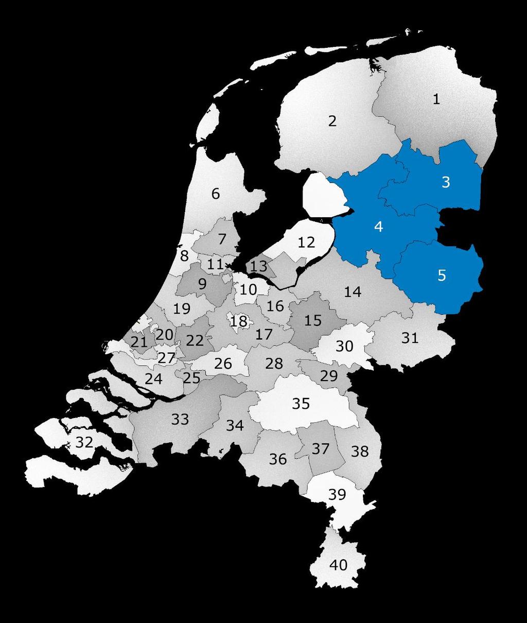 A Arbeidsmarktregioindeling 1 Groningen 21 Haaglanden 2 Friesland 22 Midden-Holland 3 Drenthe 23 's-gravenhage 4 Regio Zwolle 24 Rijnmond 5 Twente 25 Drechtsteden 6 Noord-Holland-Noord 26