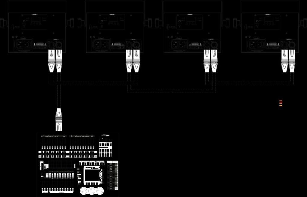 DMX-opstelling met meerdere Techno Derbys Afb.