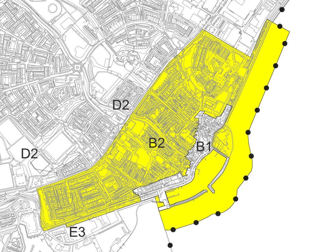 Gebiedsbeschrijving Gebied B1 Oud Volendam - attentiegebied De historische kern Volendam wordt aan de oost- en zuidzijde begrensd door de Gouwzee en de achtergrens van de percelen Zuideinde 11 t/m 35.