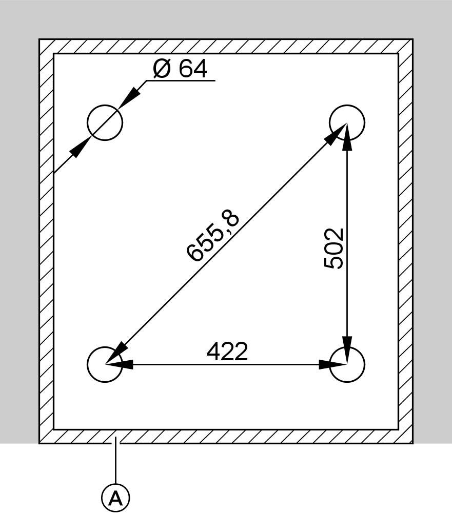 Afstandsmaten Vereiste hoogte van de ruimte bij installatie met aansluitconsole (accessoire) min. 2400 mm. Het toestel is geschikt voor inbouw, bijv. in een keukenblok.