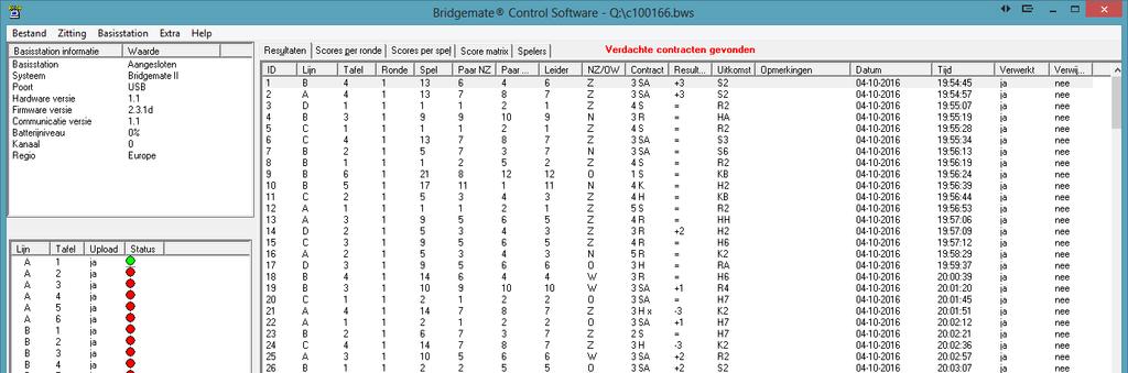 Hoofdstuk 3: Bridgemate Control Software software 14 2. Schema bijwerken Werk de schemagegevens in het Bridgemate II systeem bij. 3. Bridgemate II continueren Hervat Bridgemate Control Software voor de huidige zitting.