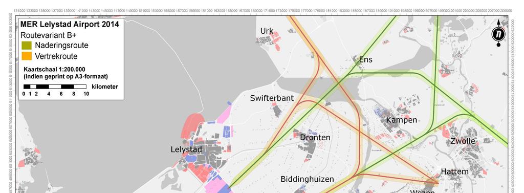 INLEIDING Lelystad Airport: de B+ routeset In 2014 zijn de vliegroutes van Lelystad Airport vastgesteld voor Flevoland en de onmiddellijke omgeving van Flevoland.