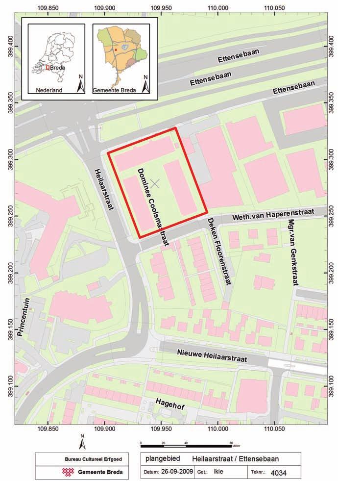 2 ligging en aard van het terrein Het plangebied ligt direct ten oosten van de Heilaarstraat, ten noorden van de Wethouder Van Haperenstraat en ten zuiden van de Ettense Baan.