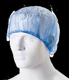 117018 Astronauten muts met mondmasker Paars Large nvt ds à 500 st. 195041 Non woven Clip Cap, wokkel dubbelelastiek Wit 49cm Polybag 100 st. ds à 10 x 100 st.