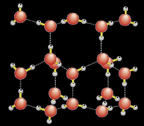 1.6 Water Eigenschappen van water Doordat de waterstofbruggen zoveel sterker zijn dan de vanderwaalsbindingen, is het kristalrooster van water zo opgebouwd dat de waterstofbruggen