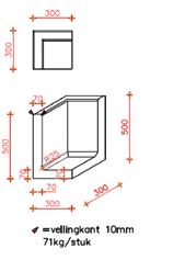 L-element 1000cm hoog Lengte = 50cm