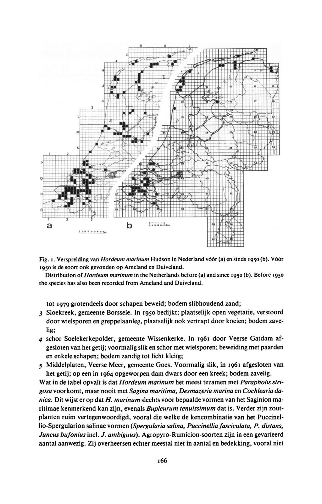Fig. 1. Vespeidingvan Hodeu ainu Hudson in Nedeland vóó (a)en sinds 1950 (b). Vóó 1950 is de soot ook gevonden op Aeland en Duiveland.