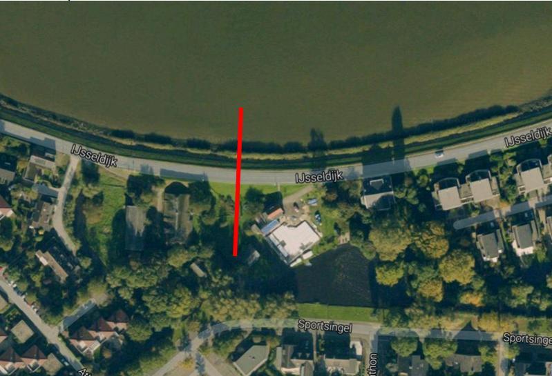 1 Locatie en doorsnede karakteristieken In dit deelonderzoek wordt het dwarsprofiel van de dijk langs de Hollandse IJssel ter hoogte van hectometerpaal 26.2+75 m beschouwd.