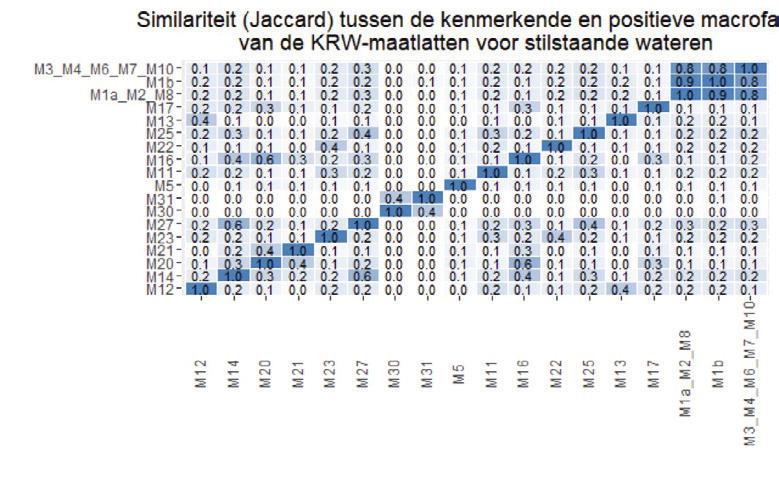 BIJLAGE 3 SIMILARITEIT KRW-MAATLATTEN De similariteit (Jaccard) is een maat voor de overeenkomst tussen twee soortenlijsten.