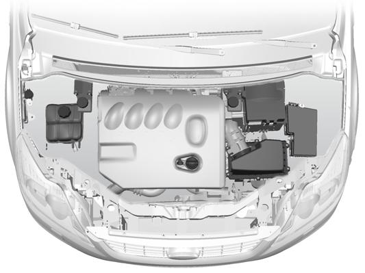 Onderhoud OVERZICHT MOTORRUIMTE - 2,0 L DURATORQ-TDCI (DW) DIESEL A B C D E F I H G E78893 A B C D Vloeistofreservoir ruitensproeiers * : Zie Ruitensproeiervloeistof controleren (bladzijde 151).