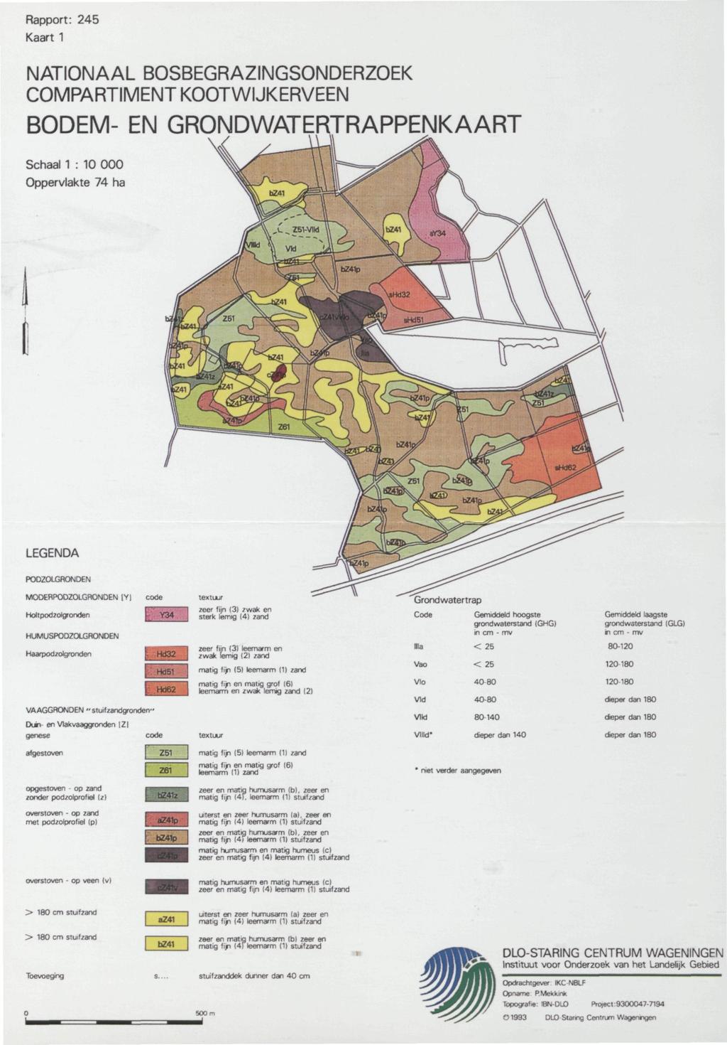 Kaart 1 COMPARTIMENTKOOTWIJKERVEEN BODEM- EN GRONDWATERTRAPPENKAART Oppervlakte 74 ha PODZOLGRONDEN MOOERPODZOLGRONDEN Y] Holtpodzolgronden HUMUSPODZOLGRONDEN Haarpodzolgronden l L_iJr~ I zeer fijn