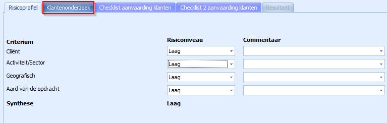 Er kan ook telkens commentaar gegeven worden in het vak rechts van de risiconiveaus.