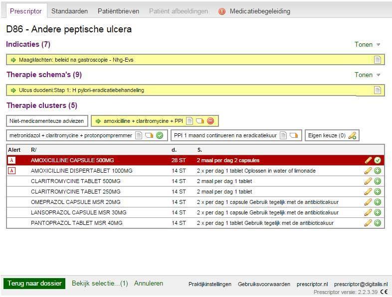 Medicatie begeleiding op therapiecluster niveau Zoals eerder gemeld, is het evenwel mogelijk om een recept