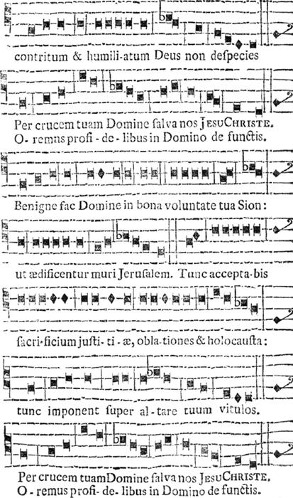 19 contritum & humili-atum Deus non despecies Per crucem tuam Domine salva nos JESU CHRISTE. O- remus profi - de - libus in Domino de functis.