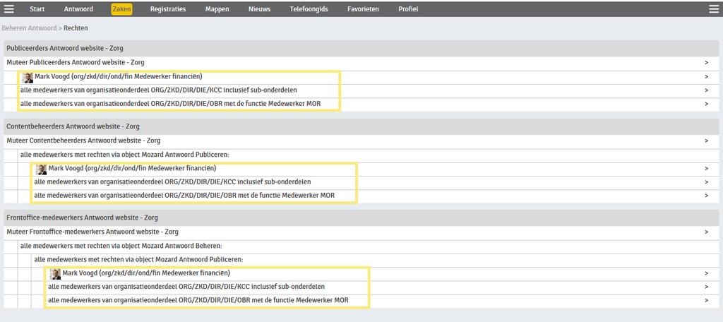 Je selectie komt direct in het overzicht met de rechten te staan (afbeelding 8).