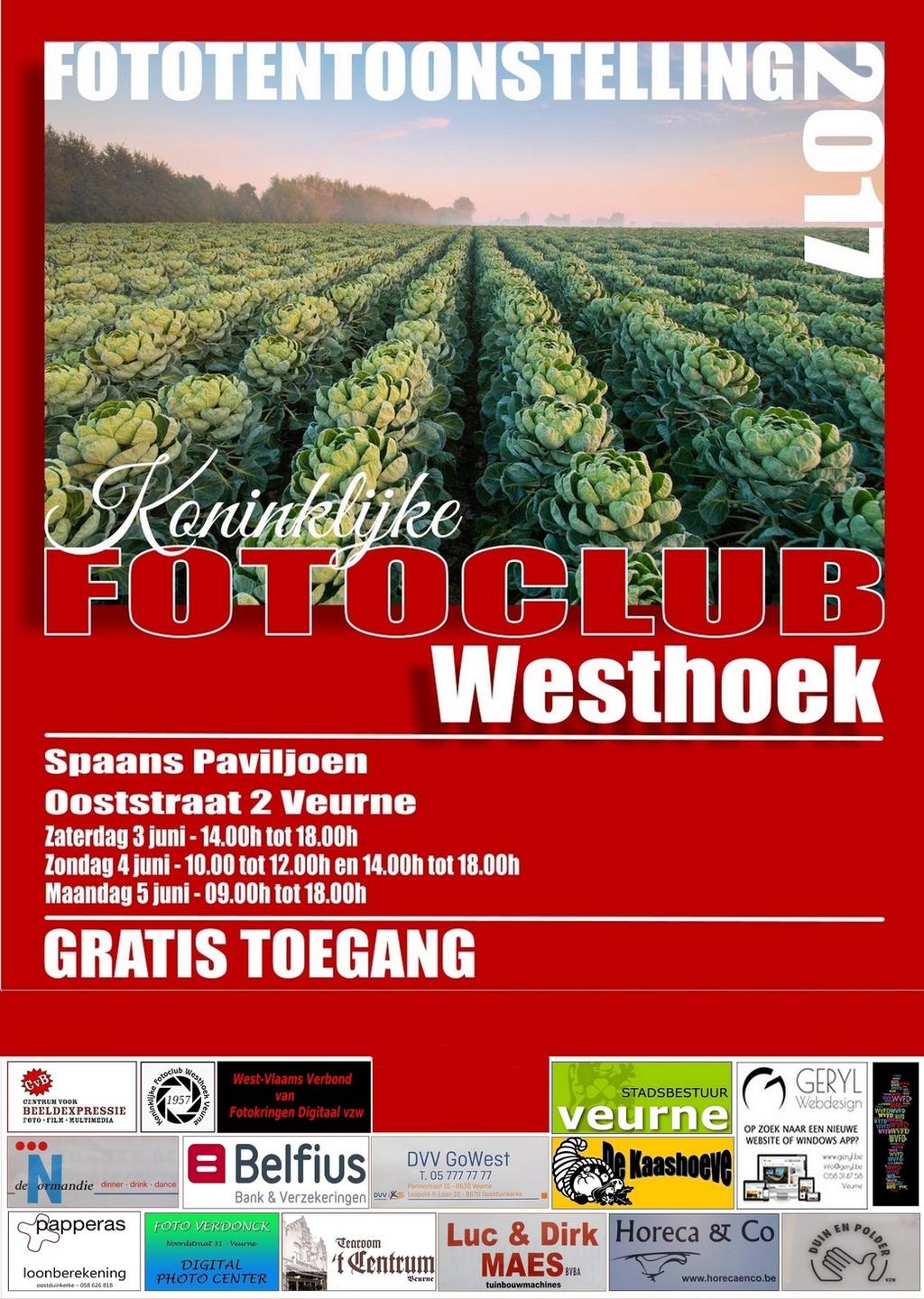 Programma boekje: Fototentoonstelling 2019 Koninklijke fotoclub Westhoek. Hierbij de mooie affiche van 2017 gemaakt door Freddy.