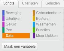 Variabelen informatie opslaan voor later score: 100 score: 0 score: 1 maak