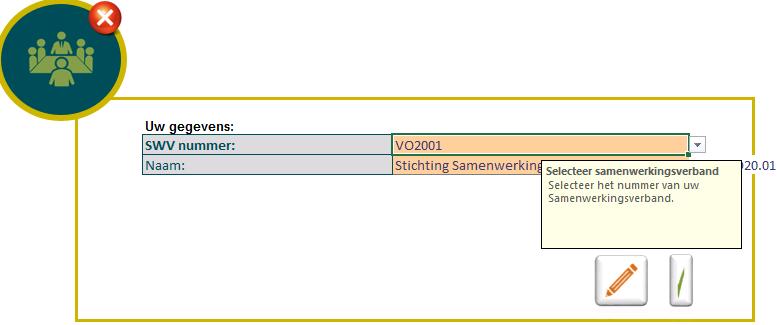 SWV gegevens Selecteer hier uw SWV-gegevens en pas waar nodig aan. Zijn de gegevens akkoord, klik dan op. U wordt daarna terugverwezen naar het Startscherm.