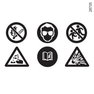 Accu (2/2) B 2 3 4 7 Sticker B Houd u aan de indicaties op de accu: 2 open vuur en roken verboden; 3 oogbescherming verplicht; 4 op afstand van kinderen houden; 5 explosieve stoffen; 6 raadpleeg het