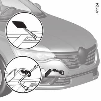 Deze sleeppunten mogen alleen gebruikt worden om de auto mee te slepen en in geen geval om de auto direct of indirect aan op te hijsen.