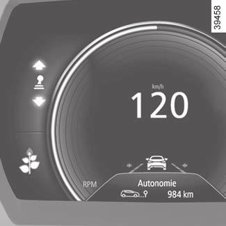 Displays en meters (1/4) 1 Indicatielampje rijstijl 3 Raadpleeg de paragraaf Zuinig rijden in hoofdstuk 2. A 2 Boordcomputer Raadpleeg de paragraaf Boordcomputer in hoofdstuk 1.