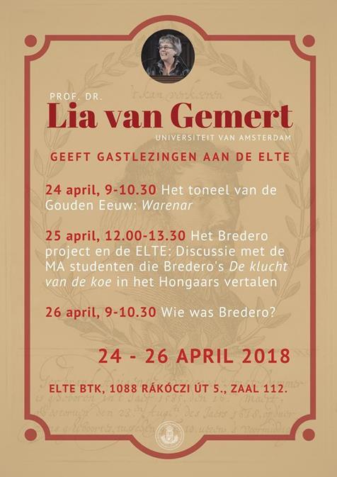 het kader van de Kulturwoche / Cultuurweek van het Instituur voor- Germanistiek van de ELTE. 24-26 April 2018 Prof. dr.