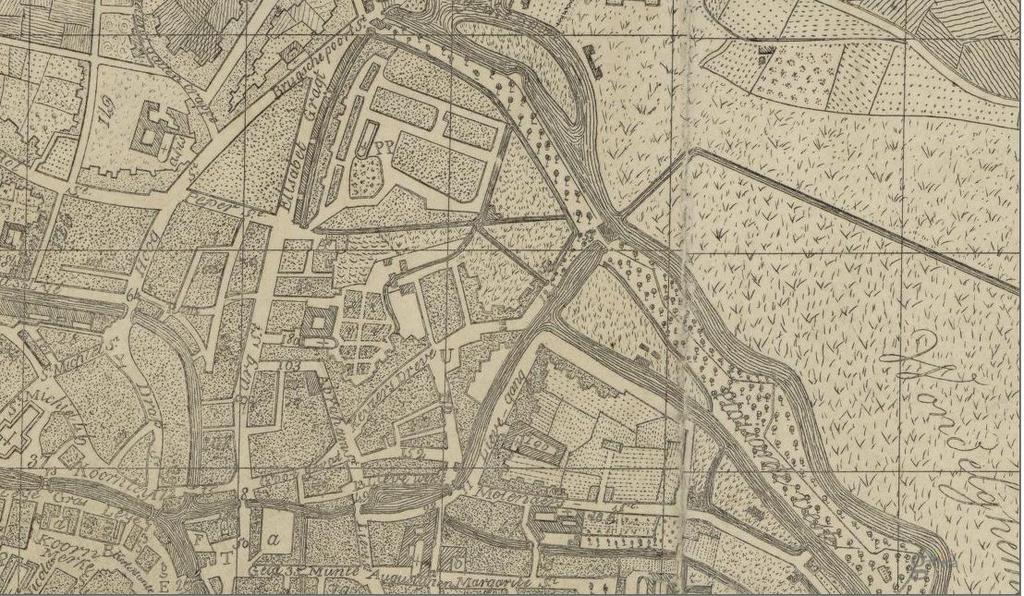 Kaart van 1825 rond het Begijnhof Gravensteen