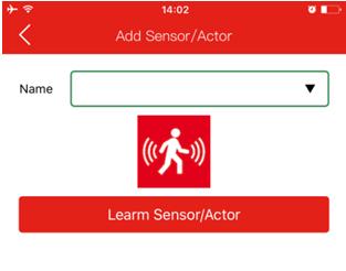 Laten we beginnen met een bewegingssensor door het type Motion sensor te selecteren in de app zoals het voorbeeld hiernaast. Geef een naam aan deze bewegingssensor.