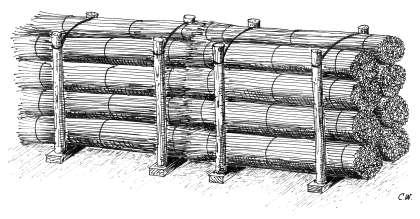 Hakhout op het glacis Gebruikshout: hout voor bouw fascinen, schanskorven, verstevigen