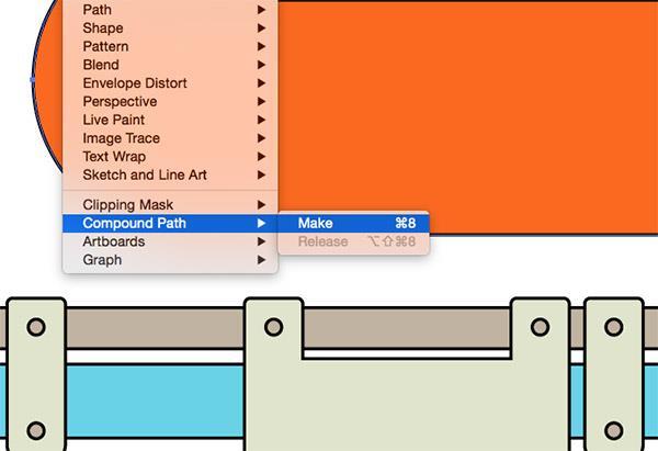 Druk op CMD + 8 om een Verbonden Pad te vormen of ga naar Object> Compound Pad> Make.