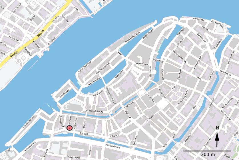 2. Gegevens onderzoeksgebied 2.1 Plan- en onderzoeksgebied en uitgevoerde werkzaamheden De onderzoekslocatie is gelegen in de historische binnenstad op de hoek van de Boogjes en Dolhuisstraat (afb.