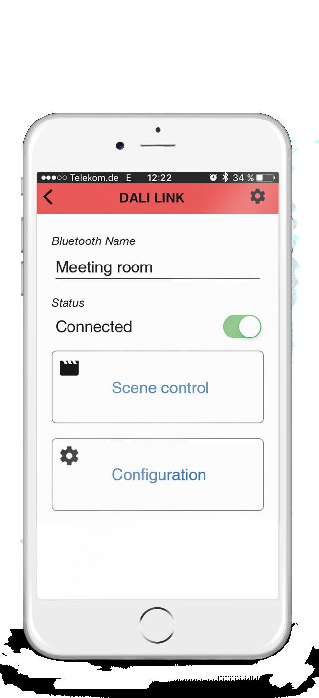 De Bluetooth-app instellen en scènes samenstellen De B.E.G. DALI LINK-app bevat een afgeschermd gedeelte, waar de installateur de componenten van DALI LINK kan instellen.