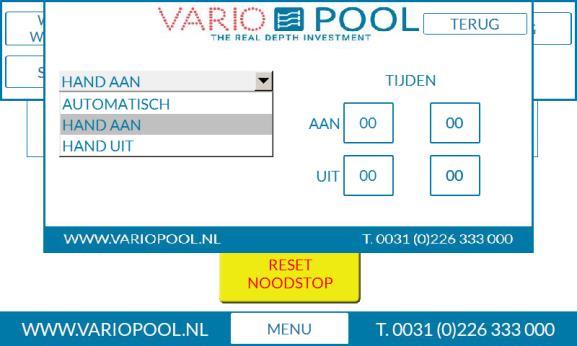 Display knop: In het display menu is het mogelijk om de displays in 3 verschillende standen te zetten; - AUTOMATISCH - De displays