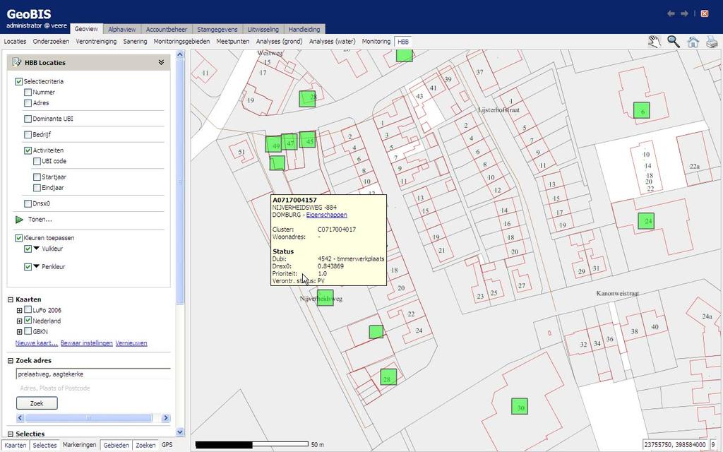 14 3. Activiteiten informatie (HBB) Alle relevante gegevens van activiteiten die binnen de onderzoekslocatie vallen kunnen worden vastgelegd.