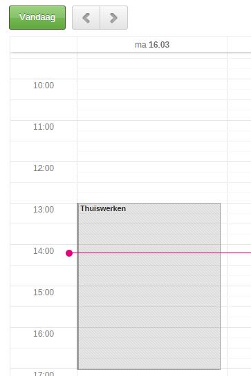 Bewerken van een onbeschikbaarheid Een onbeschikbaarheid kan na het aanmaken worden aangepast door naar de betreffende onbeschikbaarheid te gaan en er met de muis op te gaan staan.