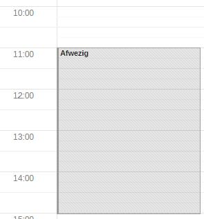 Grijs gestreept Een agendaitem met deze kleur geeft een onbeschikbaarheid van de medewerker aan.