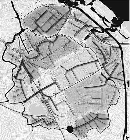 P. 61 Watersysteem en bestuursgrenzen Zuidoostlob van Amsterdam overeen met de bestuurlijke grenzen van de gemeenten Amsterdam, Ouderkerk aan de Amstel en Diemen, de stadsdelen Oost-Watergraafsmeer