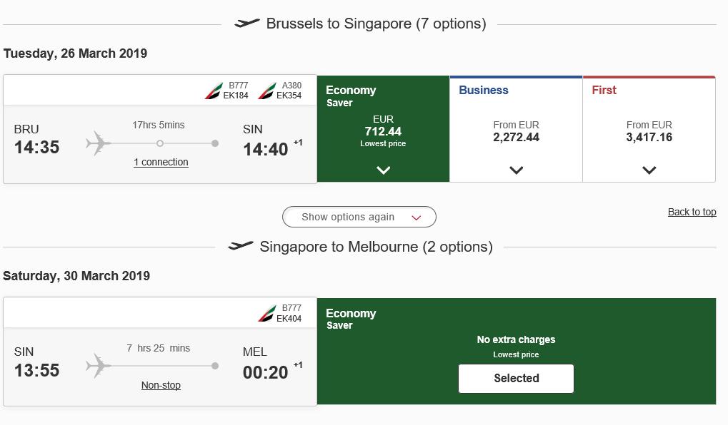 INDIEN U DEELNEEMT AAN HET LUIK SINGAPORE EN AUSTRALIË Voor het volledige vluchtschema moet u minimaal rekenen op zo n EUR 1700 in totaal.