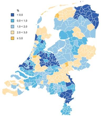 The WOX Quarterly Q4 2018 - themabericht Figuur 4 Verandering van de gemiddelde woningprijs in het vierde kwartaal van 2018 ten opzichte van het derde kwartaal van 2018 voor alle koopwoningen per